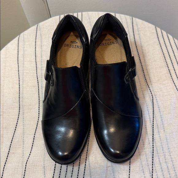 Earth Origins Boots Womens 8 M Gayle Slip On Low Ankle Bootie Black Leather - Picture 2 of 7